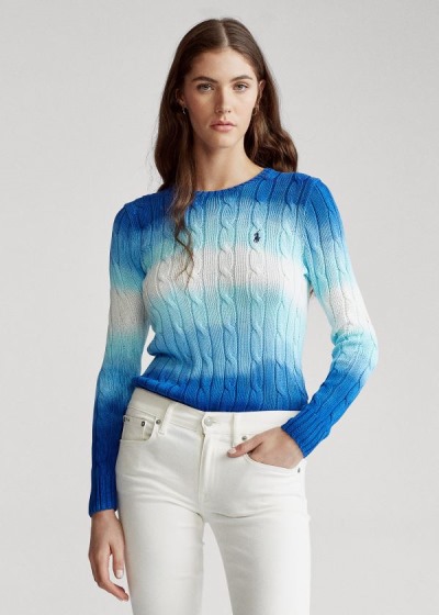 Sueter Polo Ralph Lauren Mujer Blancos / Azules - Tie-Dye Cable Cotton - SCKEG0685